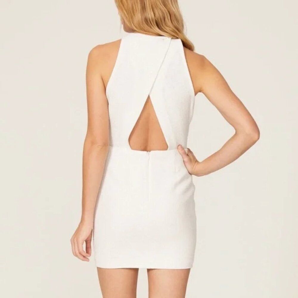 IRO Paris Yasmina Dress Ivory/silver Tweed Asymmetric Cutout Mini Wrap Sheath 10 - Picture 3 of 15